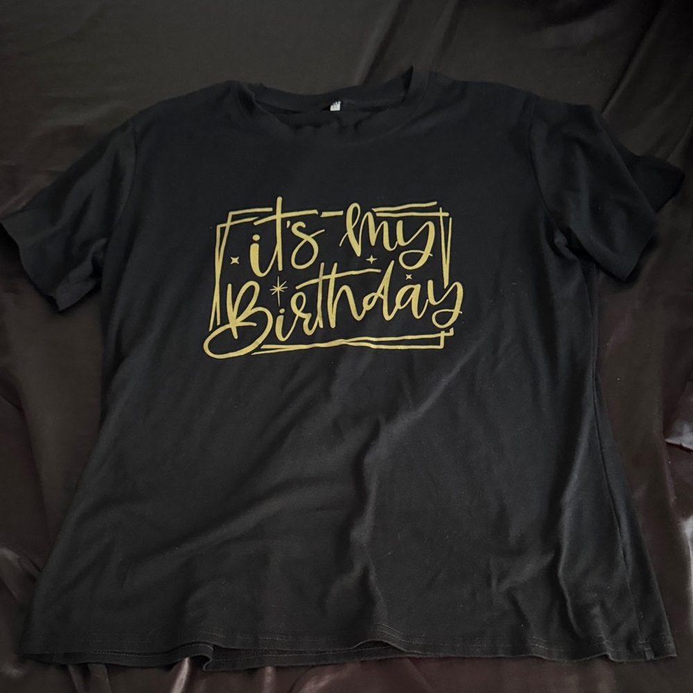 Black 'It's My Birthday' Short Sleeve Tee